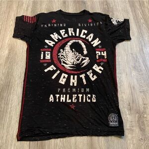 American Fighter Mens Small Black Red Short Sleeve T Shirt